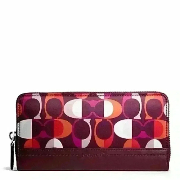 NWOT💜❤️🤍Coach Park Split C Print Accordion Zip Wallet - Picture 1 of 2
